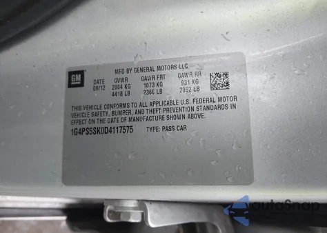 2013 Buick Verano Leather Group z USA, uszkodzony, nr VIN 1G4PS5SK0D4117575